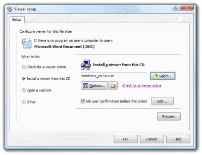 Setup Word Viewer to install right from your autorun CD if no Word or Word viewer will be found on user's computer. Click to enlarge...